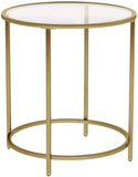 Gold Round Side Table with Golden Metal Frame Robust and Stable