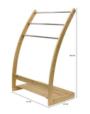 Bamboo Towel Bar Metal Holder Rack 3-Tier Freestanding and Bottom shelf for Bathroom
