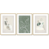 Wall Art 40cmx60cm Abstract body and leaves 3 Sets Gold Frame Canvas