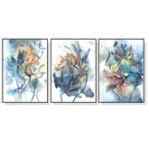 Wall Art 60cmx90cm Watercolor Style Abstract Flower 3 Sets Black Frame Canvas
