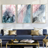 Wall Art 50cmx70cm Colorful Ink Abstract 3 Sets Gold Frame Canvas