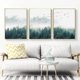 Wall Art 50cmx70cm Mystical Forest 3 Sets Gold Frame Canvas