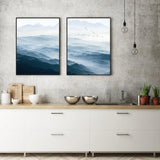 Wall Art 50cmx70cm Blue mountains 2 Sets Black Frame Canvas