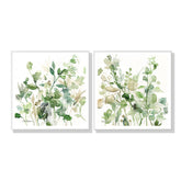 Wall Art 100cmx100cm Sage Garden By Carol Robinson 2 Sets White Frame Canvas