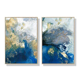 Wall Art 40cmx60cm Marbled Blue And Gold 2 Sets Gold Frame Canvas