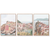 Wall Art 70cmx100cm Italy Cinque Terre 3 Sets Wood Frame Canvas
