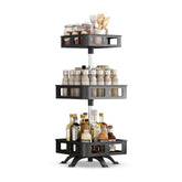 GOMINIMO 3 Tier Rotating Spice Rack Square Shape (Black)