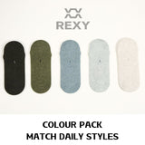 5X Small Daily No Show Socks - MULTI COLOUR 5X Rexy Daily No Show Ankle Socks Small Non-Slip Breath