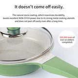 Sauce Pot Frying Pan w/ a Lid Set Non-Stick Stone Induction IH Frypan 16cm IVORY