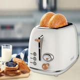 PHILEX 2-Slice Electric Toaster Bread Reheat Defrost Retro Retro OFF-WHITE