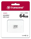TRANSCEND TS64GUSD300S 64GB UHS-I U1 microSD w/o Adapter (microSDHC I, C10, U1)