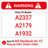 Suitable for MacBook Air 13 Inch Case 2022 2021 2020 2019 2018, A1932, A2179, A2337 Shell Case Keyboard Cover Grey