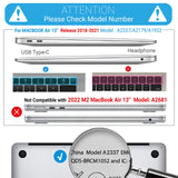 Suitable for MacBook Air 13 Inch Case 2022 2021 2020 2019 2018, A1932, A2179, A2337 Shell Case Keyboard Cover Grey