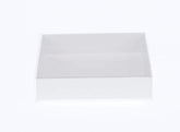 50 Pack of 8cm Square Wedding Invitation Coaster Favor Function product Presentation Cookie Biscuit Patisserie Gift Box - 2cm deep - White Card with Clear Slide On PVC Lid