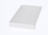 50 Pack of White Card Box - Clear Slide On Lid - 17 x 25 x 5cm - Large Beauty Product Gift Giving Hamper Tray Merch Fashion Cake Sweets Xmas
