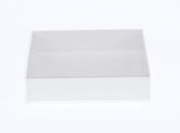 50 Pack of White Card Box - Clear Slide On Lid - 30 x 20 x 8cm - Large Beauty Product Gift Giving Hamper Tray Merch Fashion Cake Sweets Xmas