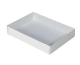 50 Pack of White Card Box - Clear Slide On Lid - 30 x 20 x 8cm - Large Beauty Product Gift Giving Hamper Tray Merch Fashion Cake Sweets Xmas