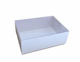 50 Pack of White Card Box - Clear Slide On Lid - 30 x 20 x 8cm - Large Beauty Product Gift Giving Hamper Tray Merch Fashion Cake Sweets Xmas