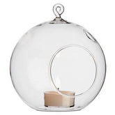 24 Bulk Buy of Hanging Clear Glass Ball Tealight Candle Holder - 10cm Diameter / High - Wedding Globe Decoration Terrarium Succulent Plant Mini Garden Holder Decor Craft Gift