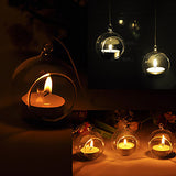 24 Bulk Buy of Hanging Clear Glass Ball Tealight Candle Holder - 10cm Diameter / High - Wedding Globe Decoration Terrarium Succulent Plant Mini Garden Holder Decor Craft Gift