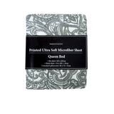 Printed Microfiber Sheet Set Single Grey Paisley