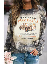 Azura Exchange Graphic Bleached Top with Farm Fresh Pumpkins - S