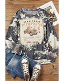 Azura Exchange Graphic Bleached Top with Farm Fresh Pumpkins - S