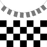 CHECKERED BUNTING FLAG Race Car Chequered Flag Banner Hanging Decoration Rectangular - 3.6 Metres