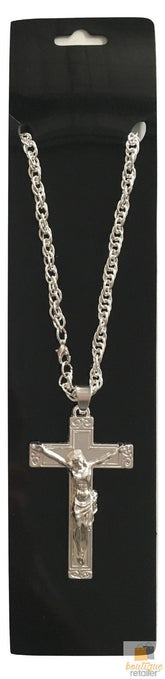Jesus Christ Metal Necklace Chain Pendant Chain Jewellery Crucifix - Silver