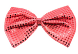 LARGE BOW TIE Sequin Polka Dots Bowtie Big King Size Party Costume - Red