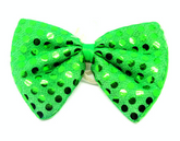 SEQUIN BOW TIE Polka Dots Bowtie Party Unisex Costume 13cm x 9cm Clown - Green