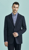 Mens 2 Button Classic Plain Suit Jacket Bamboo Blend Business Wedding - Navy - 112