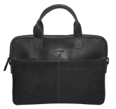 Futura Mens Slimline Leather Laptop Bag School Work Satchel Shoulder Strap - Black