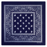 BANDANA Paisley 100% COTTON Head Wrap Durag Bandanna Summer Biker Scarf Mask - Navy Blue