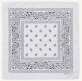 BANDANA Paisley 100% COTTON Head Wrap Durag Bandanna Summer Biker Scarf Mask - White