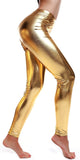 DELUXE METALLIC LEGGINGS Shiny Neon Stretch Dance Costume Fancy Dress Party - Gold/Yellow