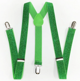 GLITTER SPARKLE SUSPENDERS Braces Clipon Elastic Y-Back Slim Adjustable - Green (Glitter)