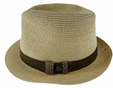 Dents Mens Straw Hat Toyo Trilby Fedora Summer Sun Stingy Brim - Natural/Brown - S/M