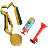 1st Gold Medal Winner + Air Horn Party Set School Sports Day Olympics Ribbon