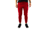Mens Skinny Track Pants Joggers Trousers Gym Casual Sweat Cuffed Slim Trackies Fleece - Red - 3XL