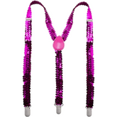 Mens Suspenders Braces Adjustable Strong Clip On Elastic Formal Wedding Slim - Hot Pink (Sequin)