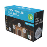 LED Twinkle Petal Balls 10cm 5-Pack Cool-Warm White or Multicolor - Warm-Cool White