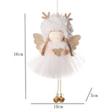 Gold and White Angel Ornament with Bells and Glitter Wings - Christmas Hanging Decoration 16*10*5cm White colour (5 pieces)
