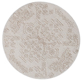 Vanuatu Waita Beige Tribal Round Flatweave Rug