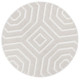 Vanuatu Lui Beige Geometric Round Flatweave Rug