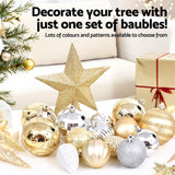 Jingle Jollys 125pcs Christmas Tree Decorations Set Baubles Ornaments Party