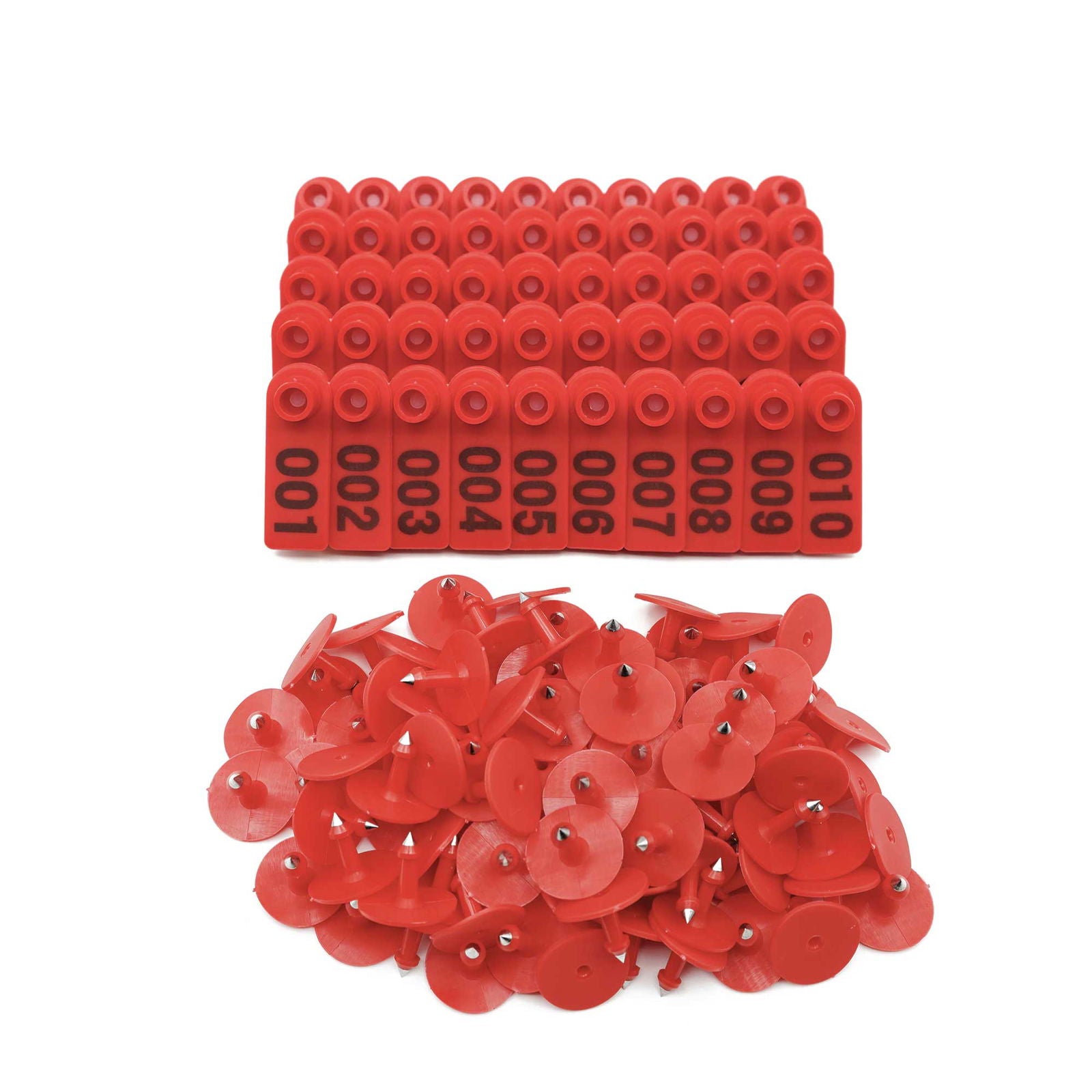 1-100 Cattle Number Ear Tag 5x2cm Set - Mini Red Cow Sheep Pig Livestock Label - Next Deals AU