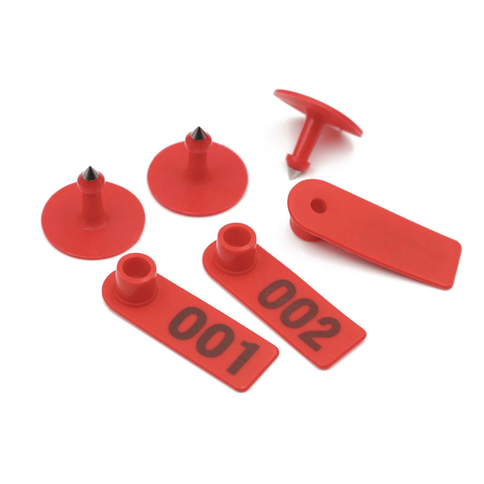 1-100 Cattle Number Ear Tag 5x2cm Set - Mini Red Cow Sheep Pig Livestock Label - Next Deals AU