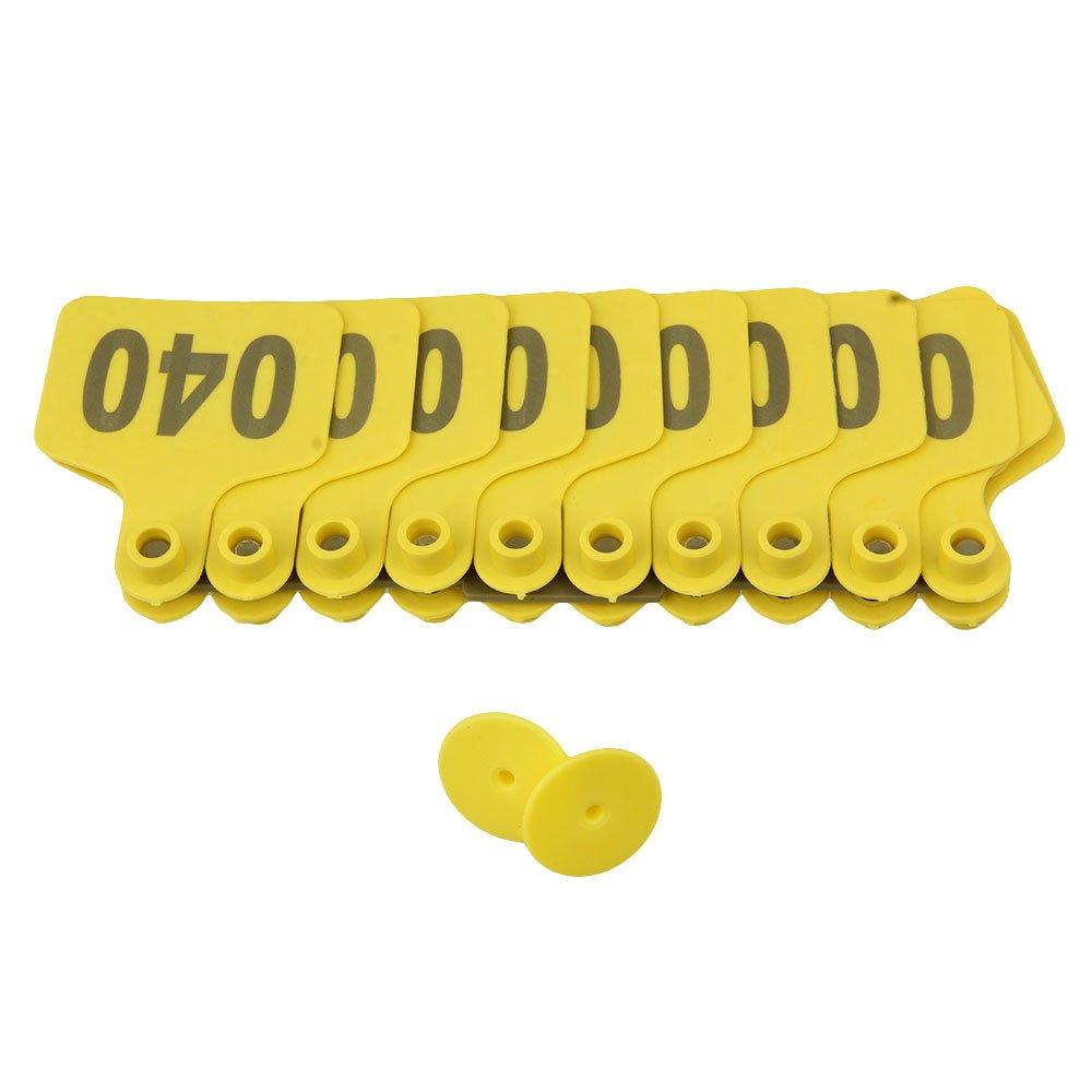 1-100 Cattle Number Ear Tag 6x7cm Set -Medium Yellow Cow Sheep Livestock Label - Next Deals AU