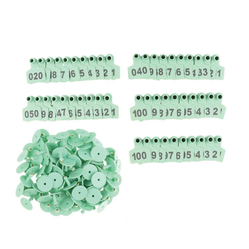 1-100 Cattle Number Ear Tag 6x7cm Set - Medium Green Sheep Livestock Label - Next Deals AU